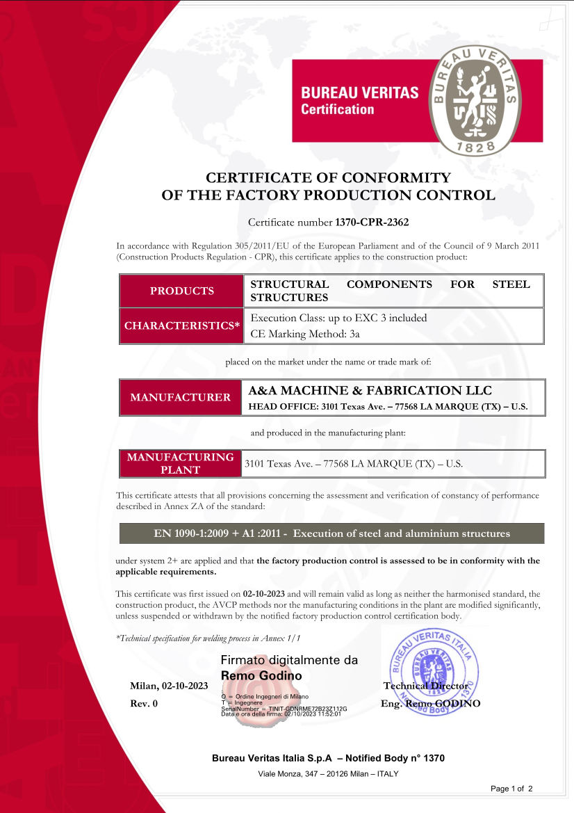 CE Certification EN 1090 for Steel Structures
